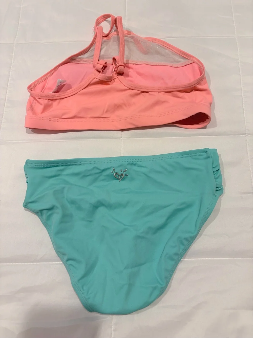Justice Coral Pink & Aqua Two-Piece Mermaid Swim Set